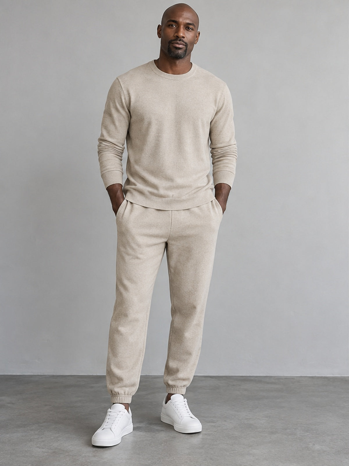 Conjunto Jersey de Punto y Jogger - Beige Arena