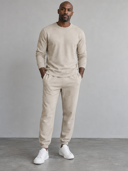 Conjunto Jersey de Punto y Jogger - Beige Arena