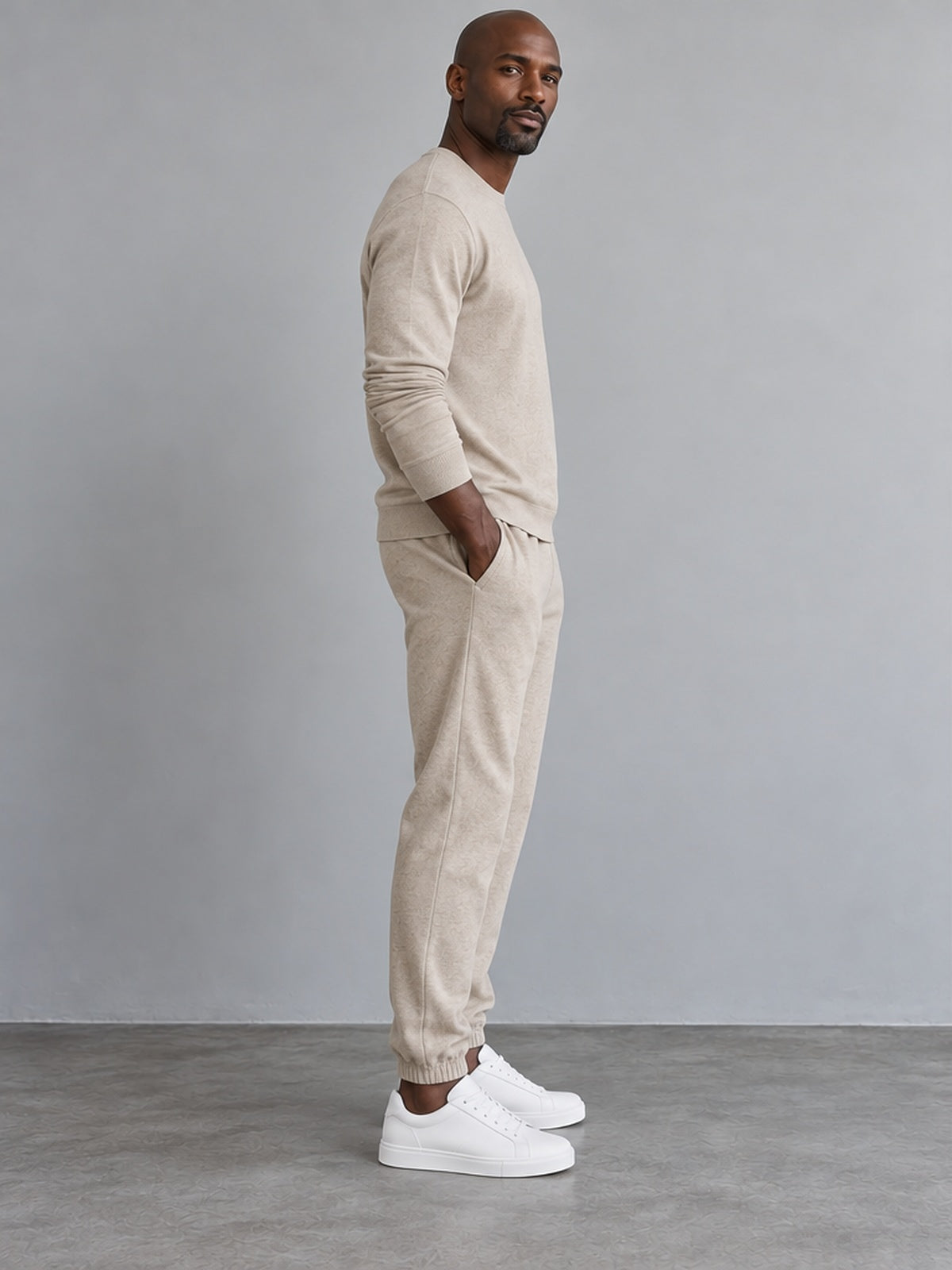 Conjunto Jersey de Punto y Jogger - Beige Arena