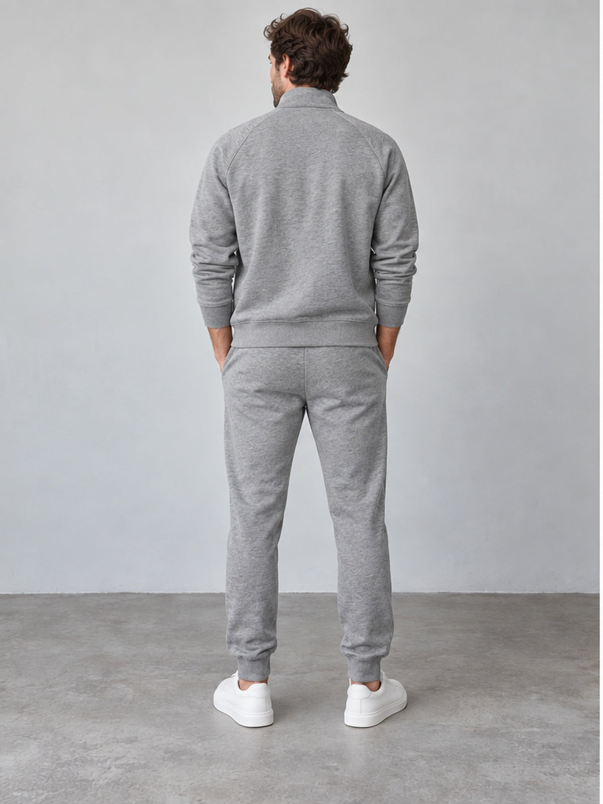 Conjunto Chaqueta Sudadera y Jogger - Gris Jaspeado