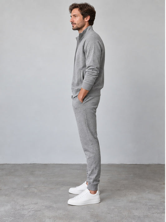 Conjunto Chaqueta Sudadera y Jogger - Gris Jaspeado