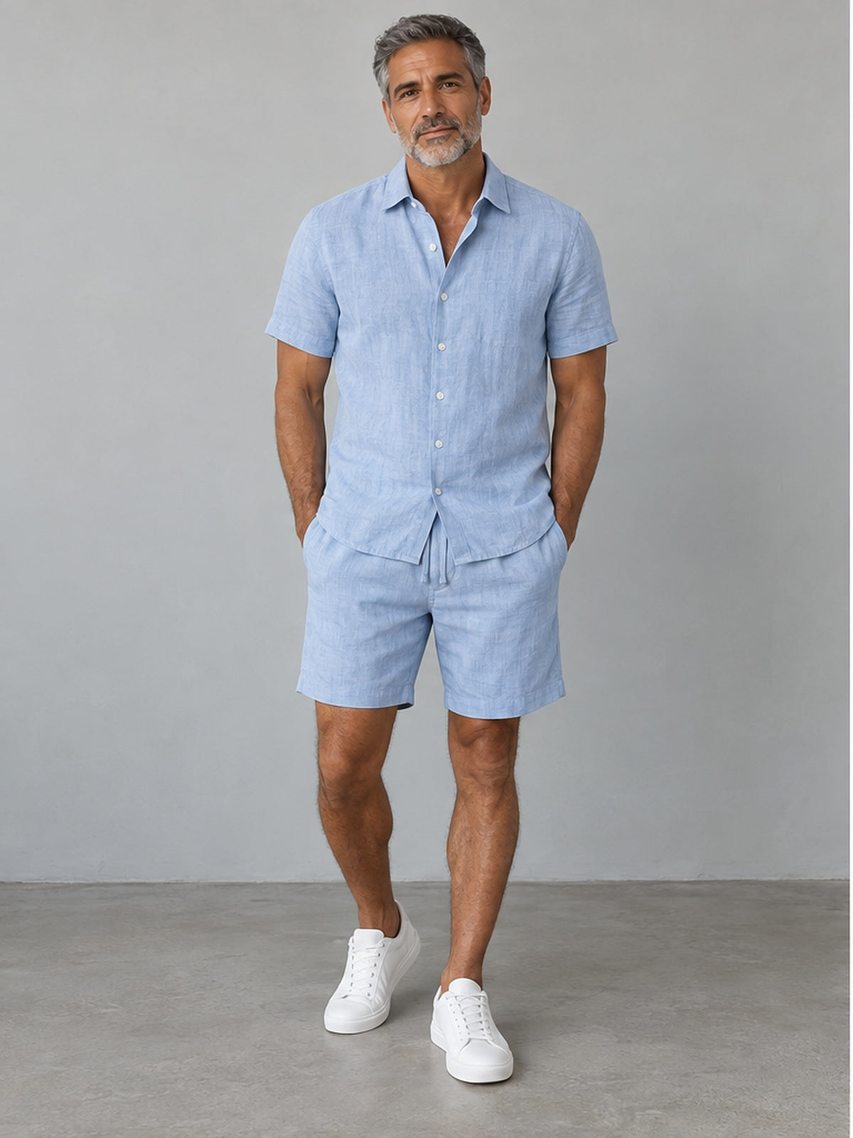 Conjunto Camisa y Bermuda Versátil - Azul Cielo