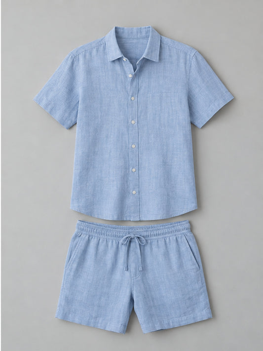 Conjunto Camisa y Bermuda Versátil - Azul Cielo