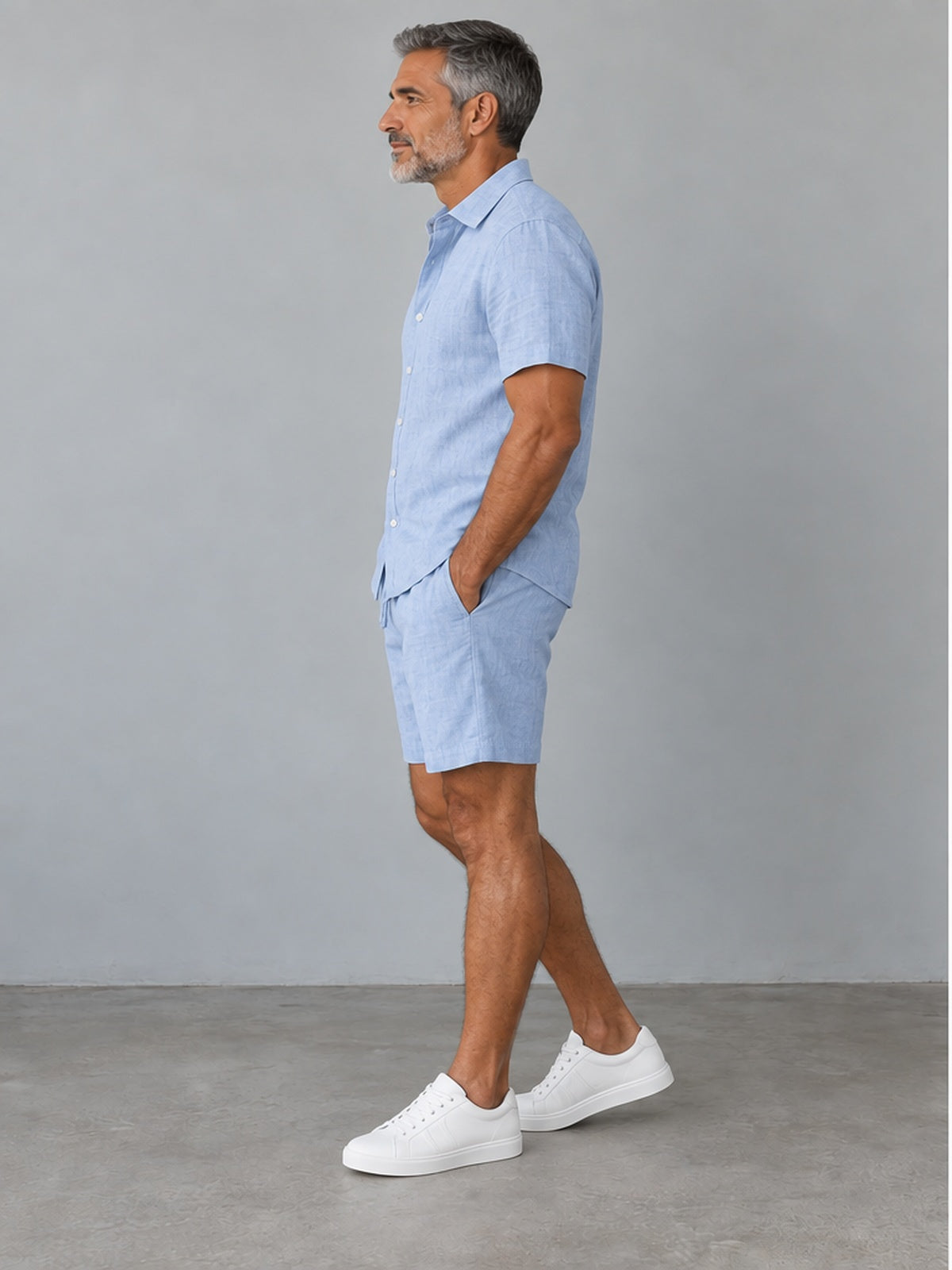 Conjunto Camisa y Bermuda Versátil - Azul Cielo