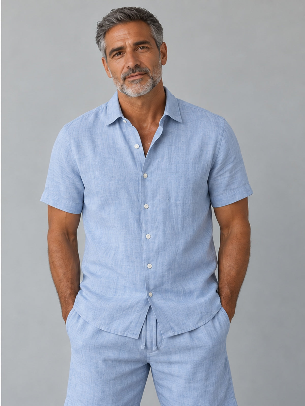 Conjunto Camisa y Bermuda Versátil - Azul Cielo