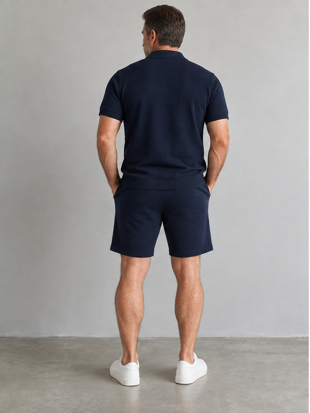 Conjunto Polo y Bermuda de Punto - Azul Marino