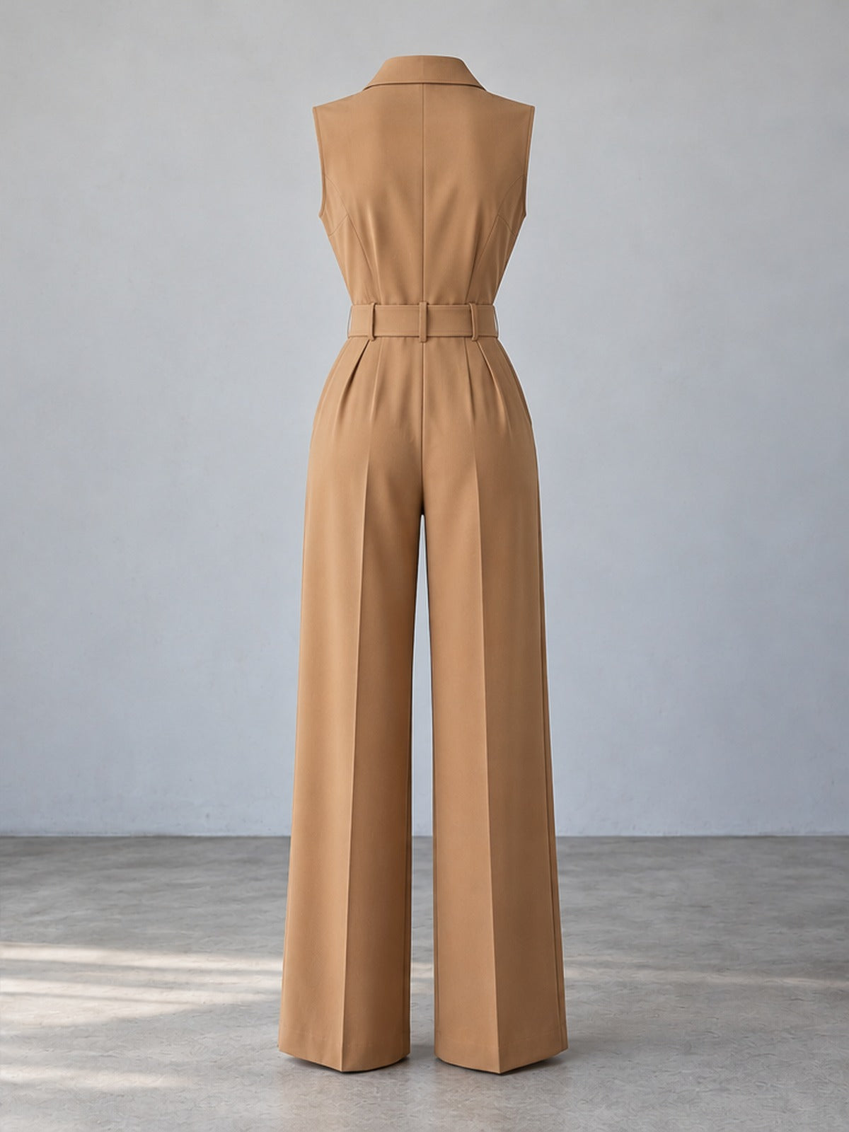 Mono Sin Mangas Cuello Camisa - Camel
