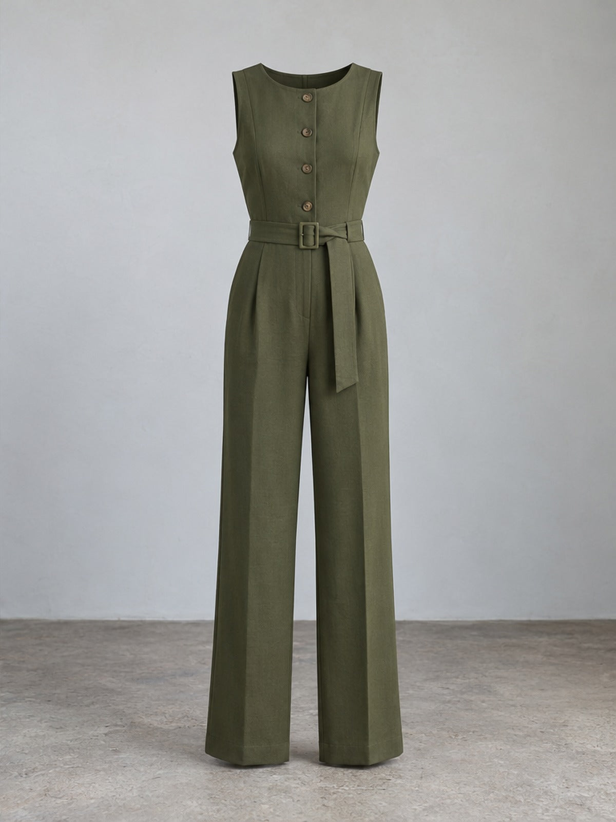Mono Sin Mangas Botones - Verde Oliva