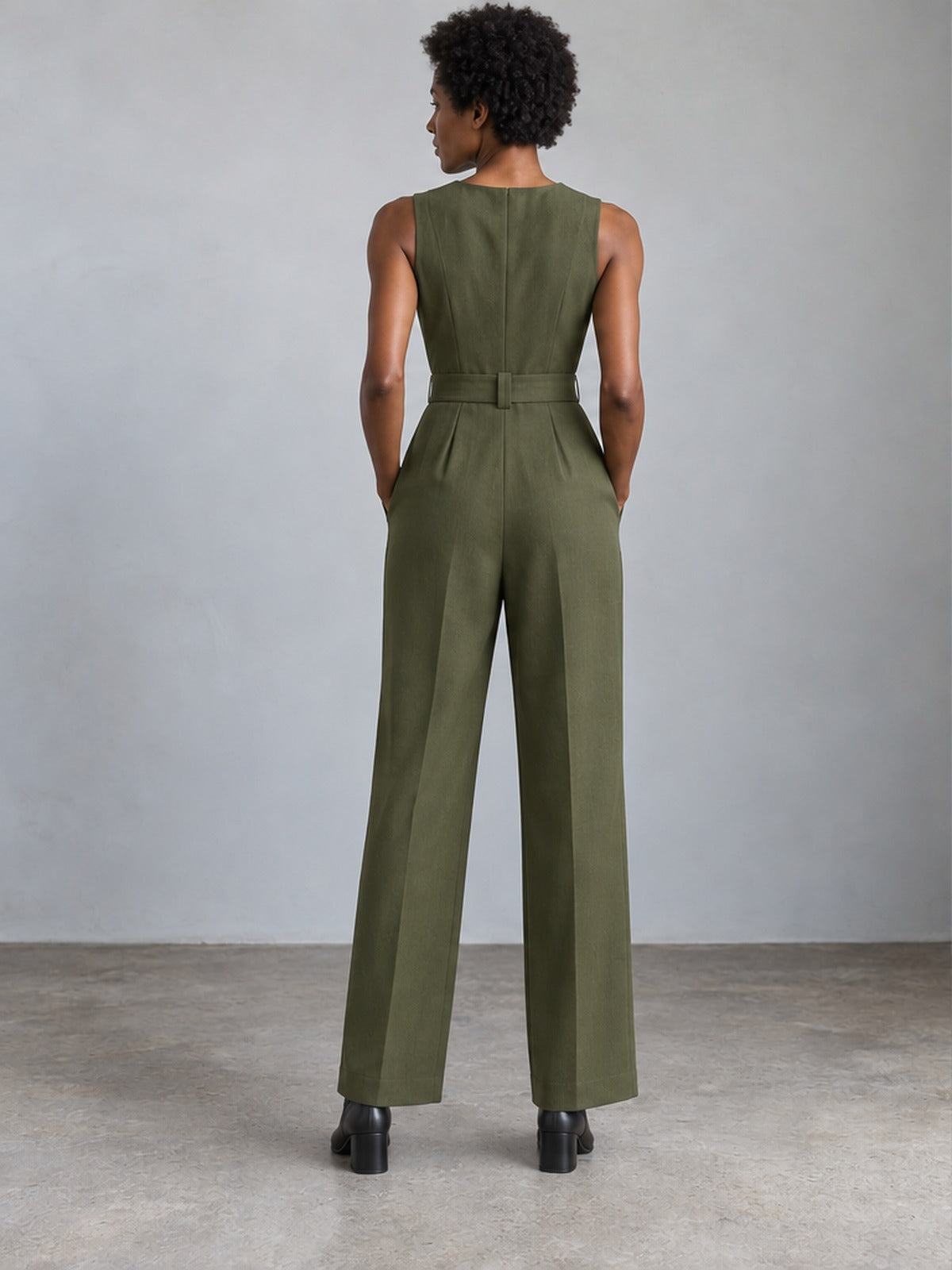 Mono Sin Mangas Botones - Verde Oliva