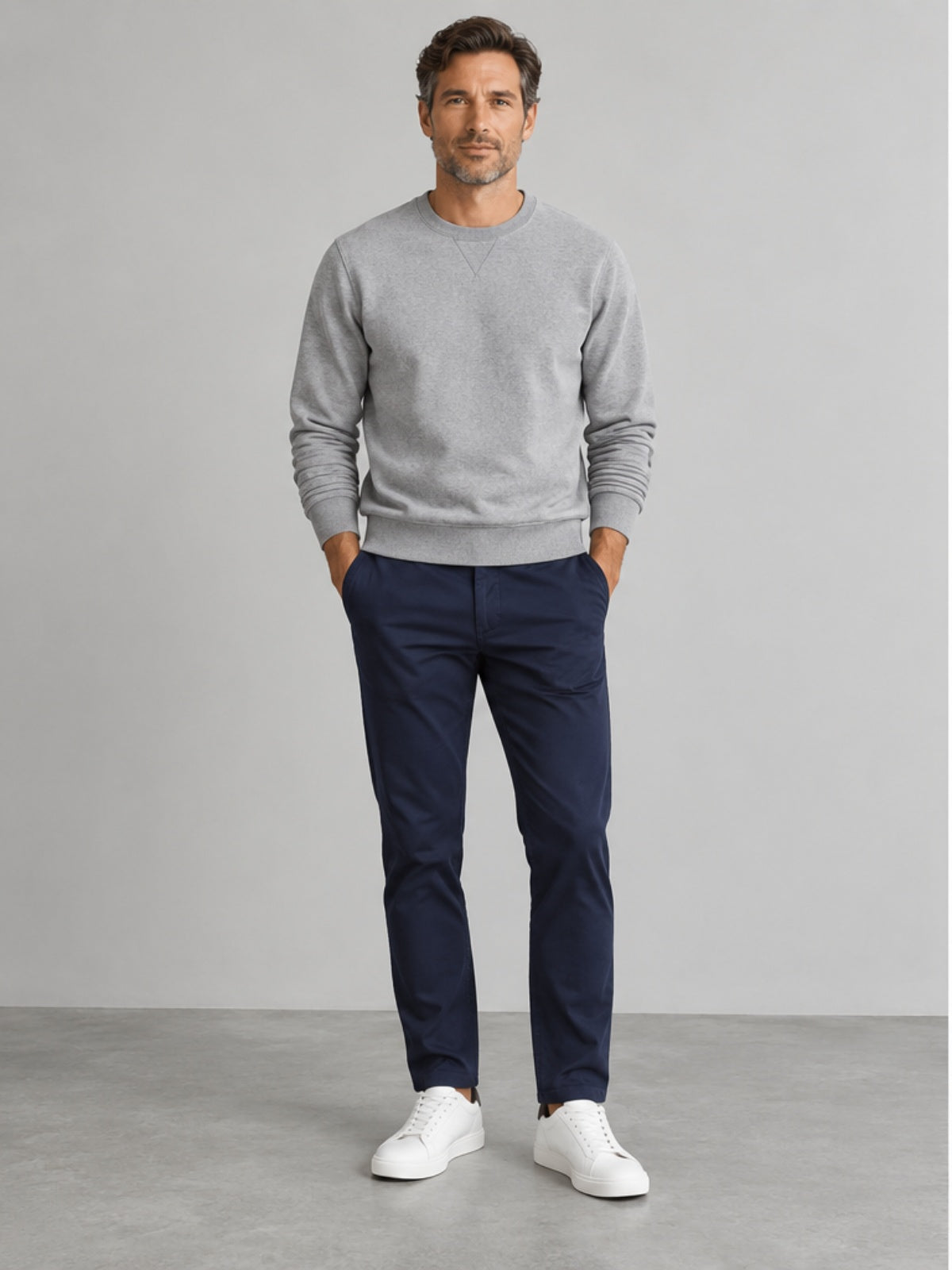 Sudadera Cuello Redondo - Gris Jaspeado