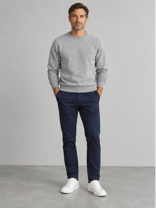 Sudadera Cuello Redondo - Gris Jaspeado