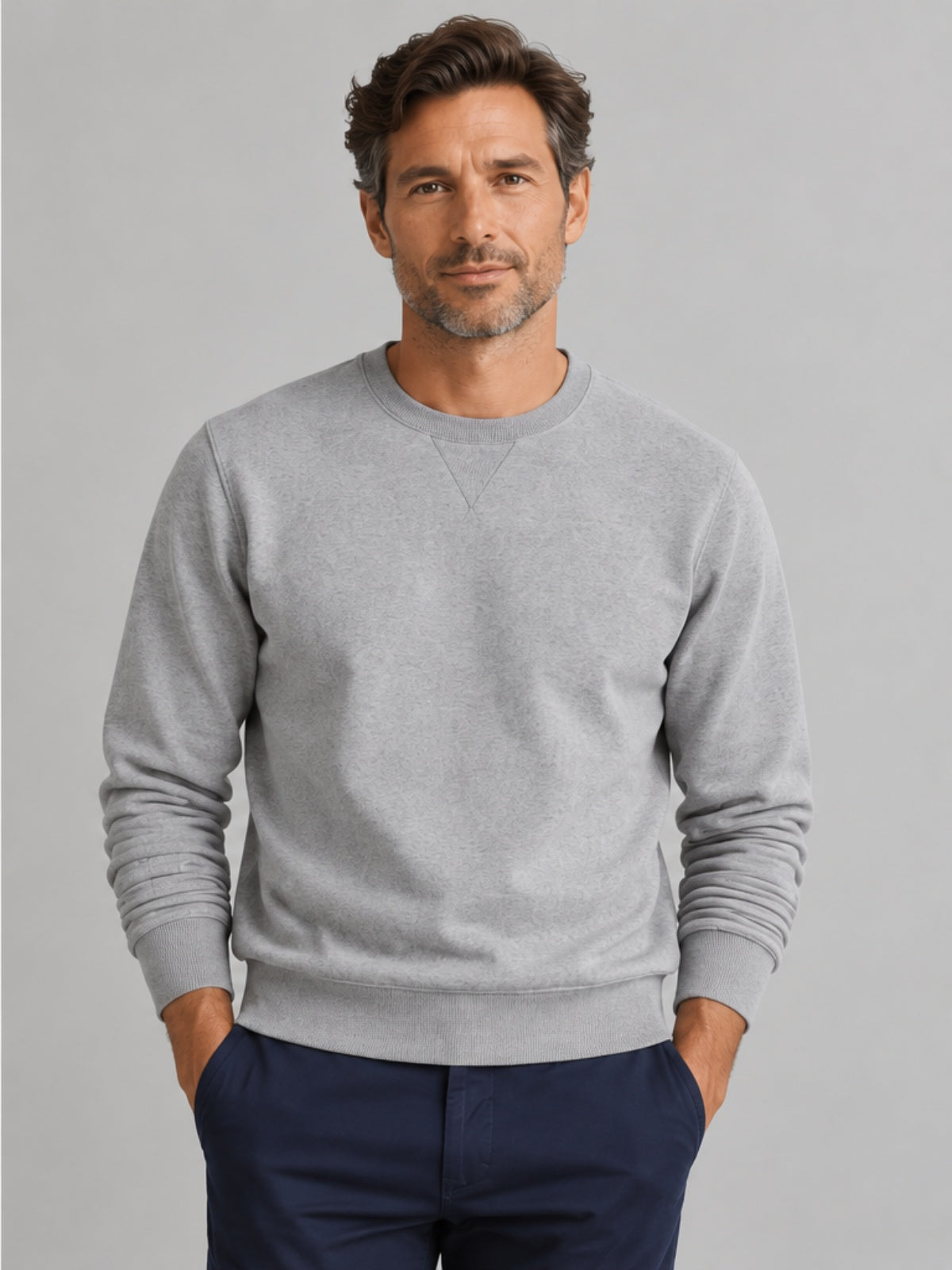 Sudadera Cuello Redondo - Gris Jaspeado