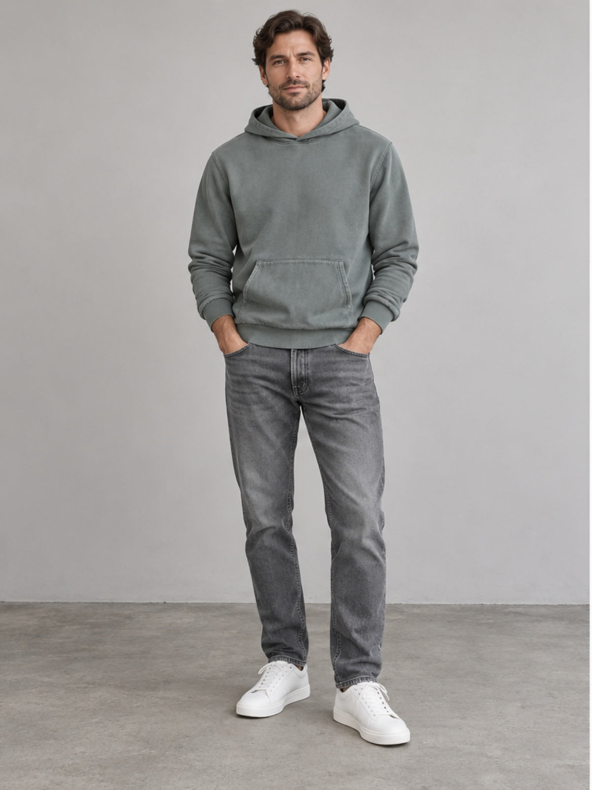 Sudadera con Capucha - Verde Grisáceo