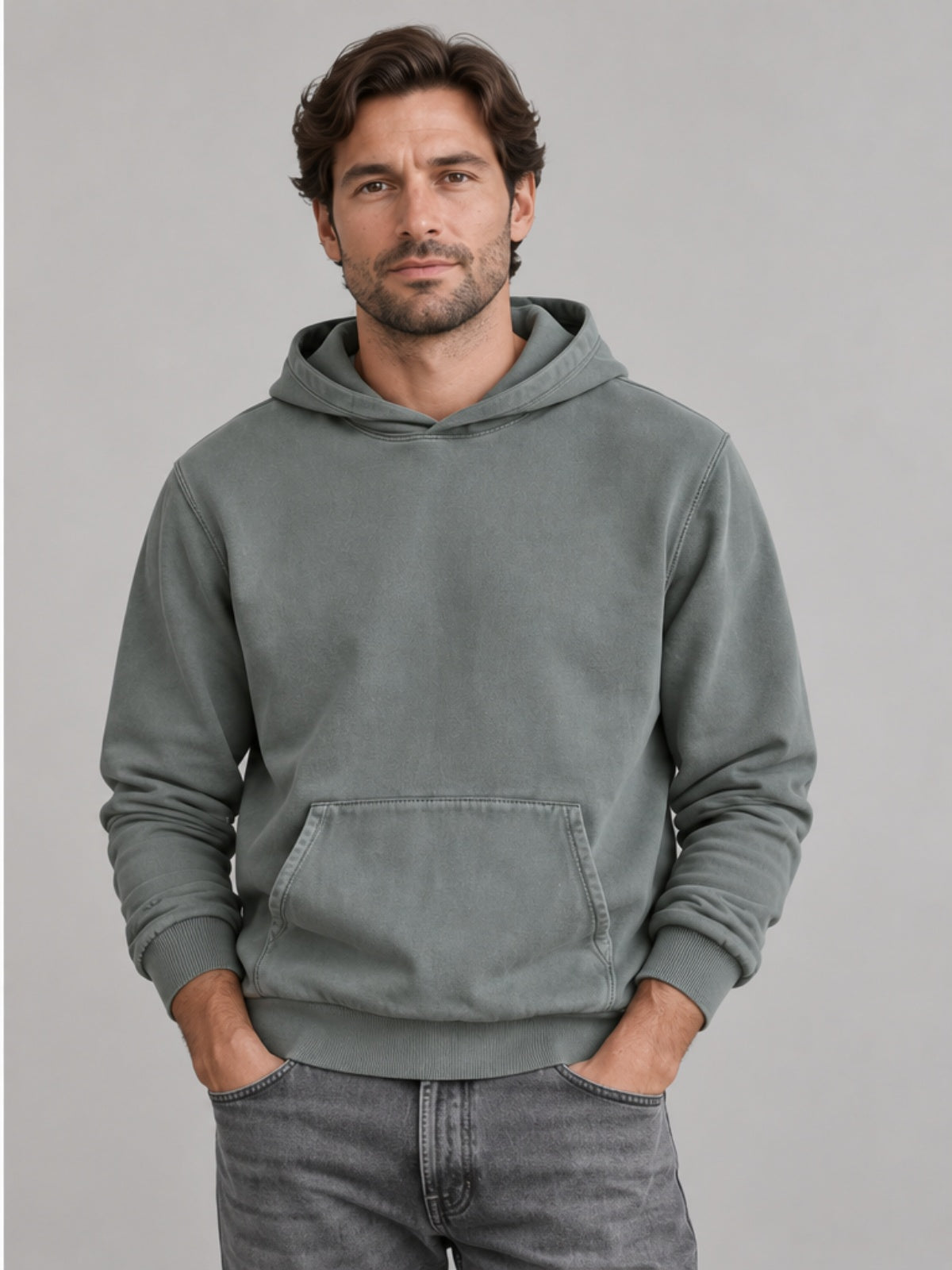 Sudadera con Capucha - Verde Grisáceo