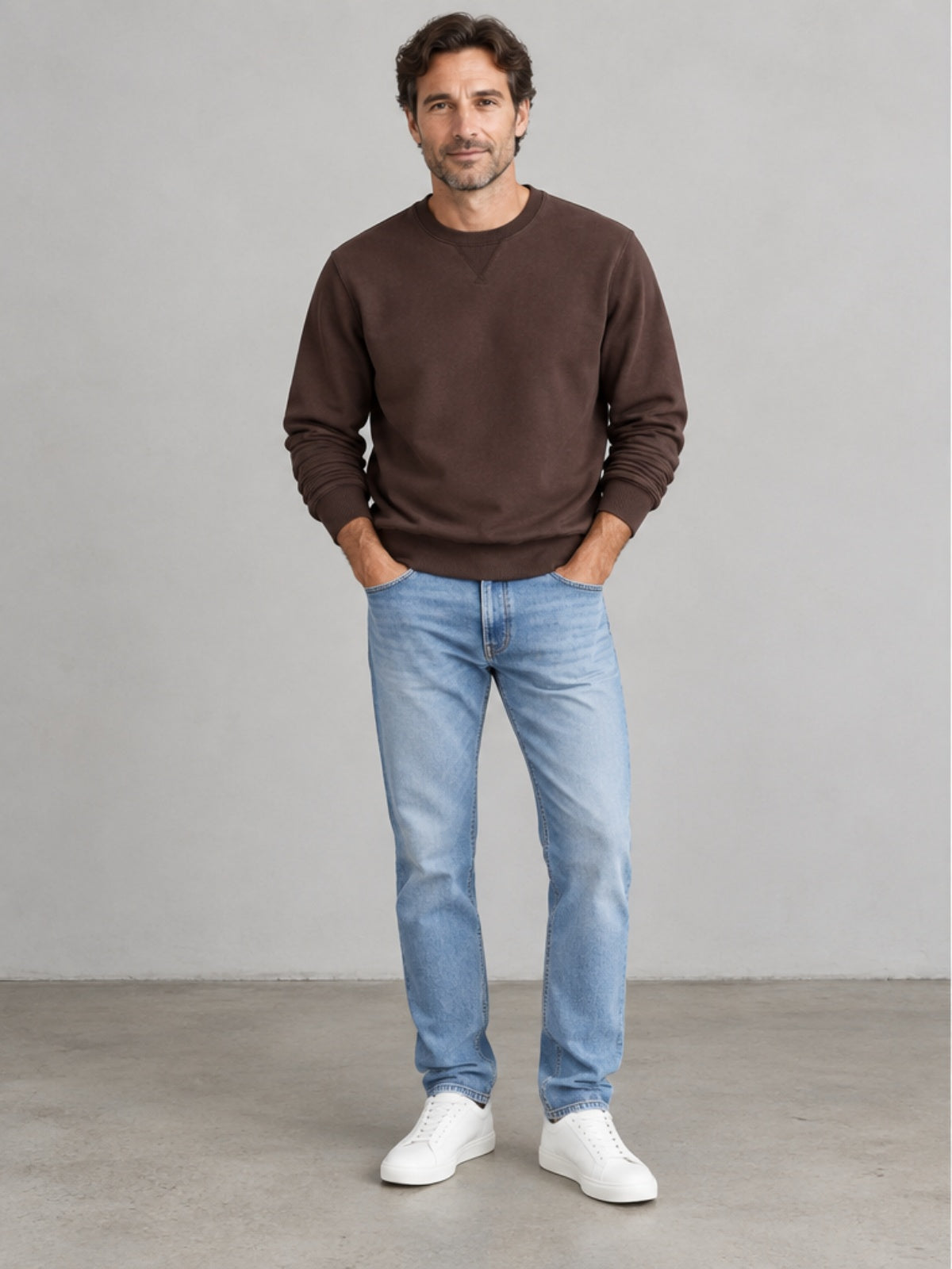 Sudadera Cuello Redondo - Marrón Café