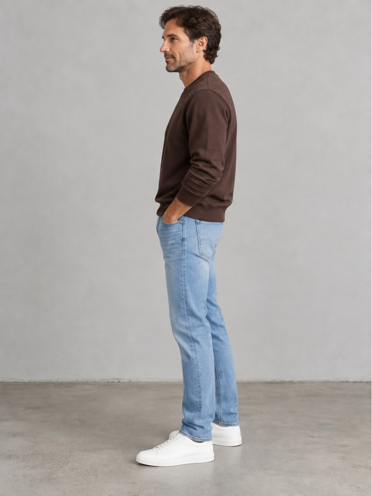 Sudadera Cuello Redondo - Marrón Café