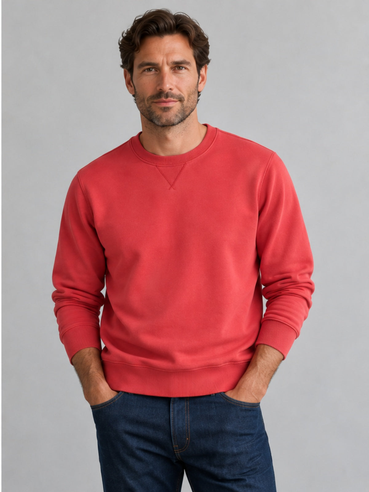 Sudadera Cuello Redondo - Rojo Coral