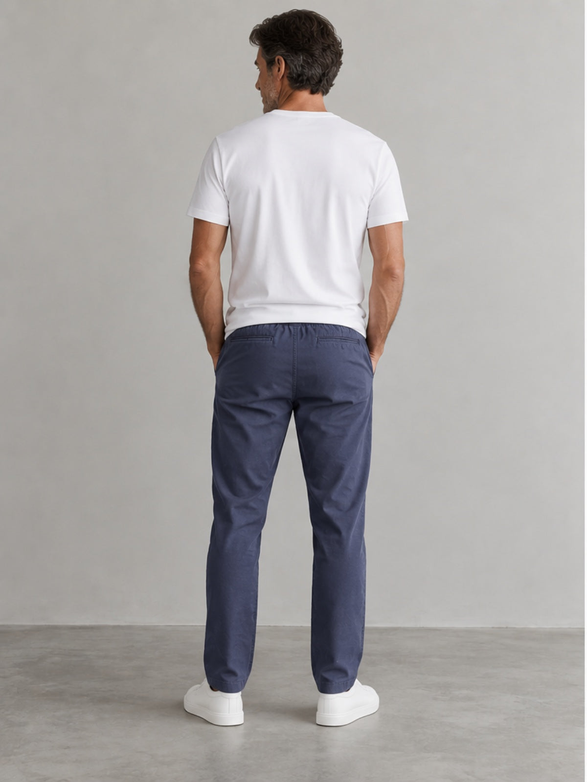 Pantalón Chino con Cintura Elástica - Azul Pizarra