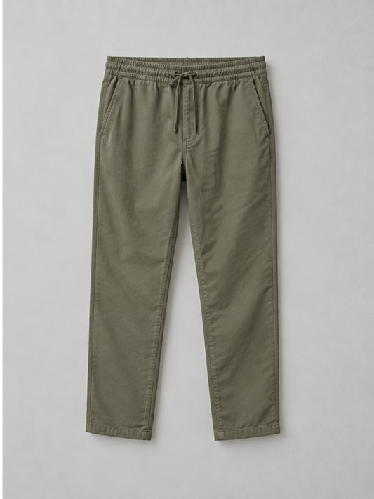 Pantalón Chino con Cintura Elástica - Verde Oliva