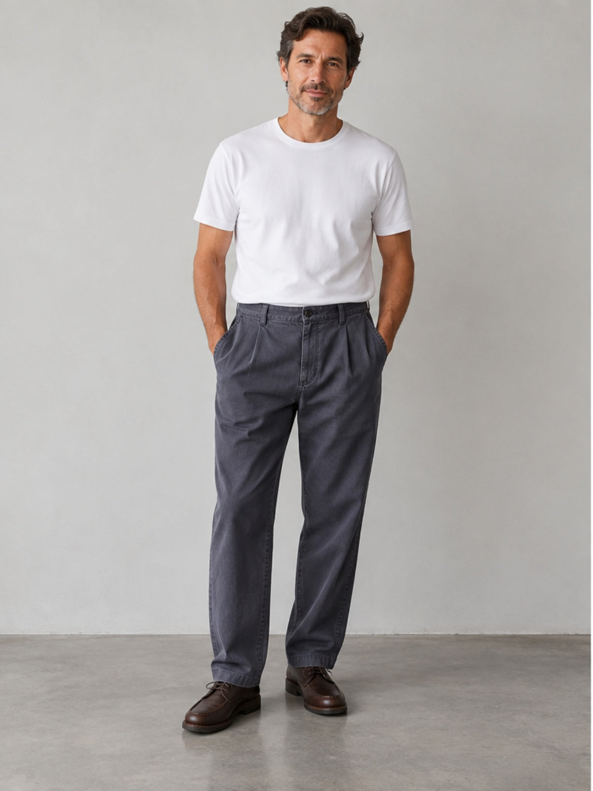 Pantalón de Pinzas - Azul Grisáceo
