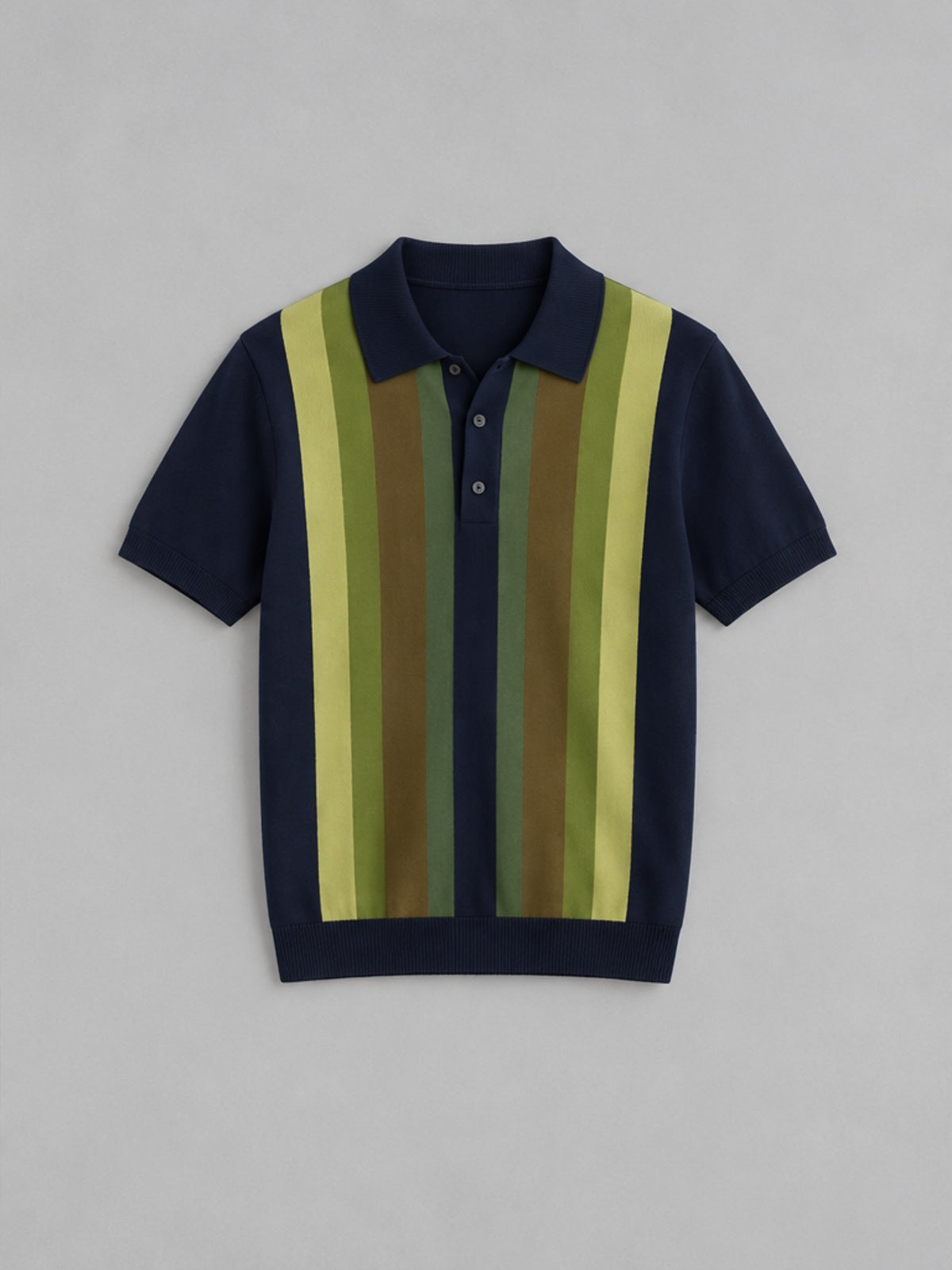 Polo Punto Retro con Franja - Azul Marino y Verde