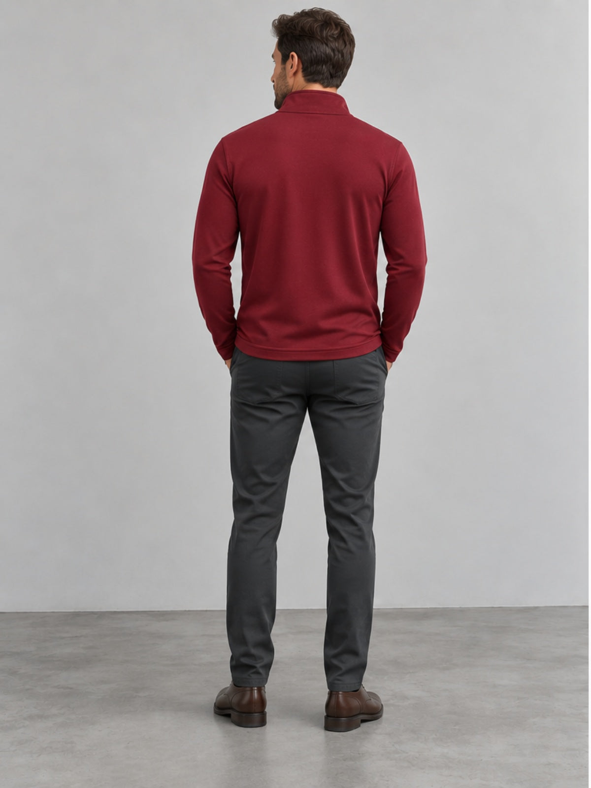 Jersey Cuarto de Cremallera - Rojo Vino