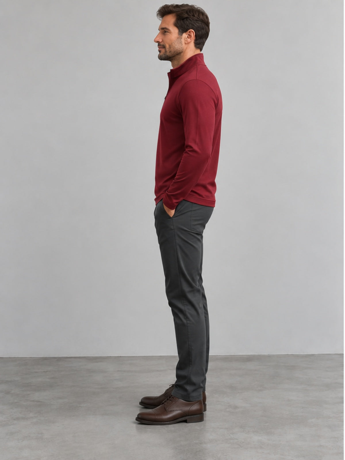 Jersey Cuarto de Cremallera - Rojo Vino