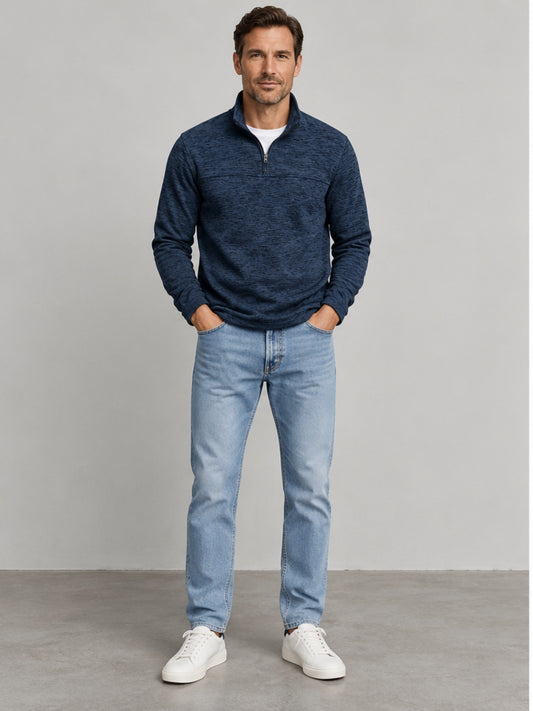 Jersey Suave Cuarto de Cremallera - Azul Marino