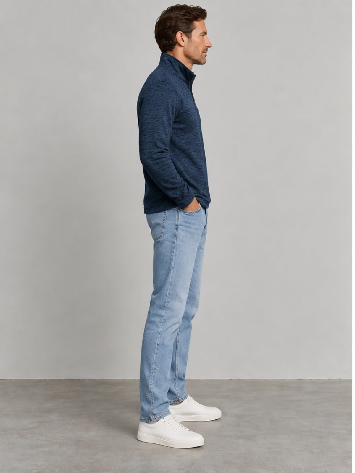 Jersey Suave Cuarto de Cremallera - Azul Marino