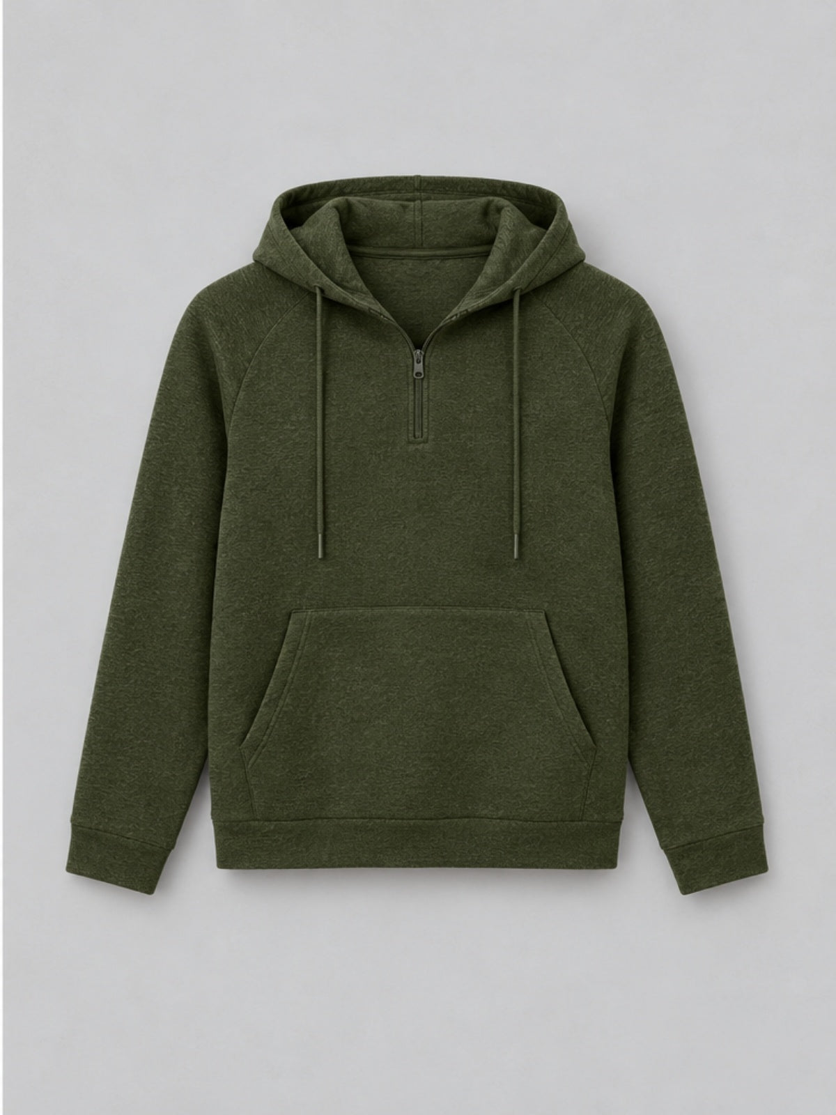 Jersey Ligero con Capucha y Cuarto de Cremallera - Verde Militar