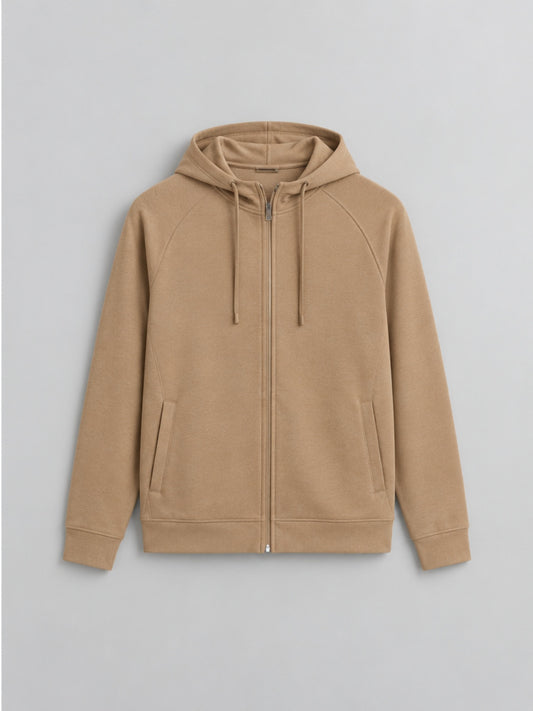 Sudadera con Capucha y Cremallera Completa - Caqui