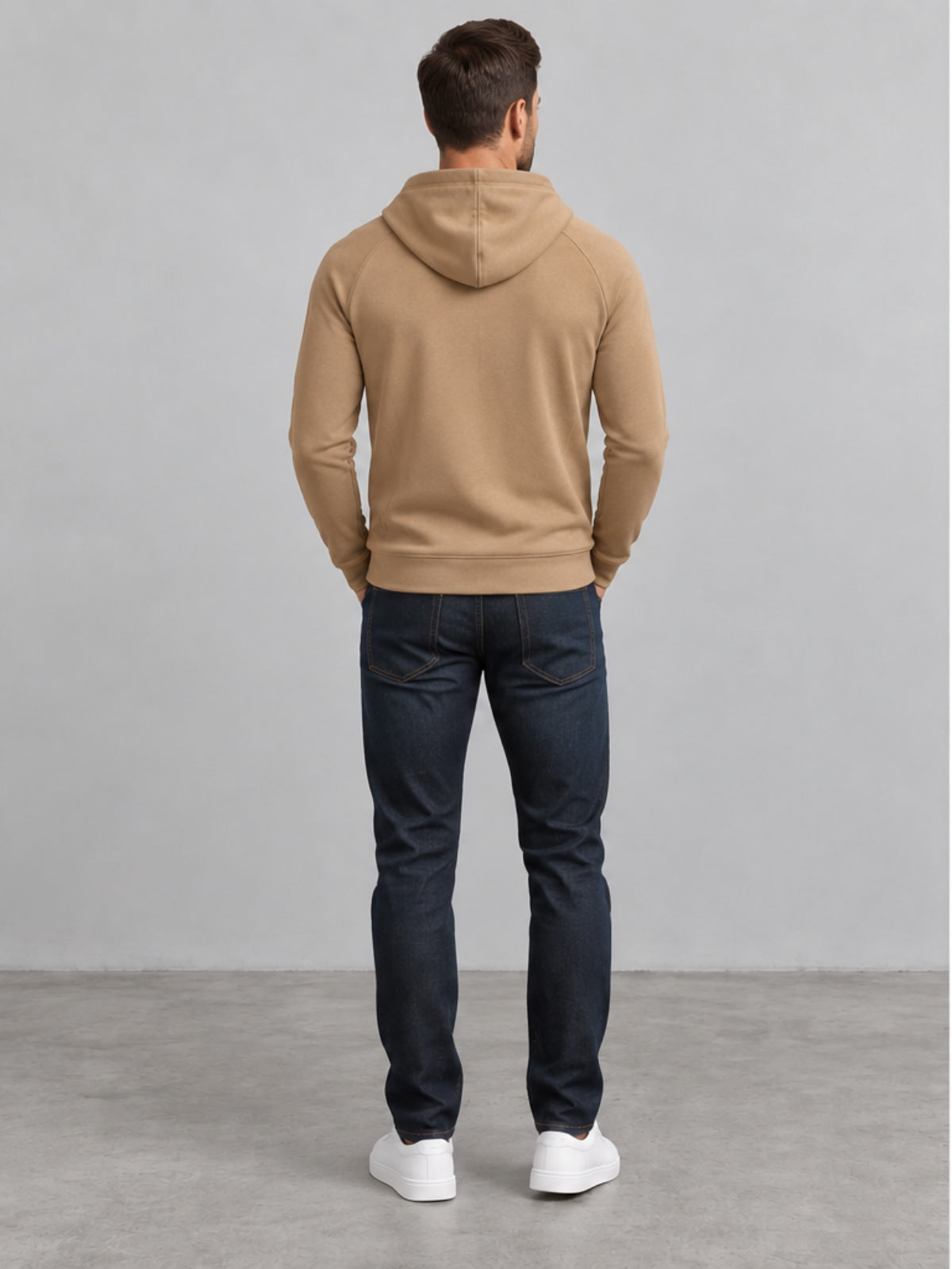 Sudadera con Capucha y Cremallera Completa - Caqui