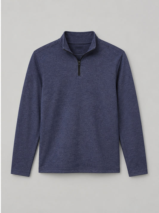 Jersey Cuello Alto Ligero Cuarto de Cremallera - Azul Oscuro