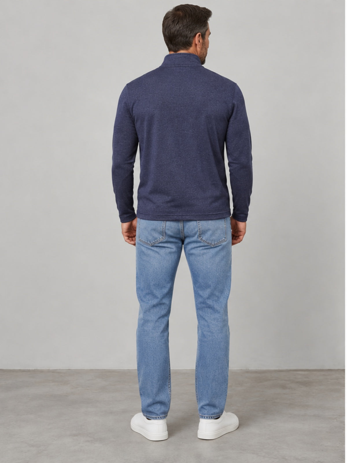 Jersey Cuello Alto Ligero Cuarto de Cremallera - Azul Oscuro