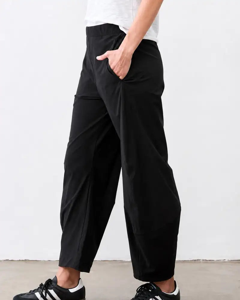 Pantalón Barrel de Tiro Medio - Negro