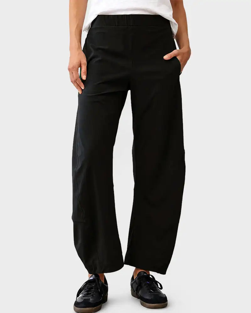 Pantalón Barrel de Tiro Medio - Negro