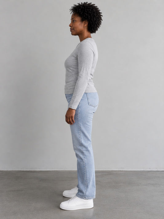 Camiseta Mini Manga Larga - Gris Perla