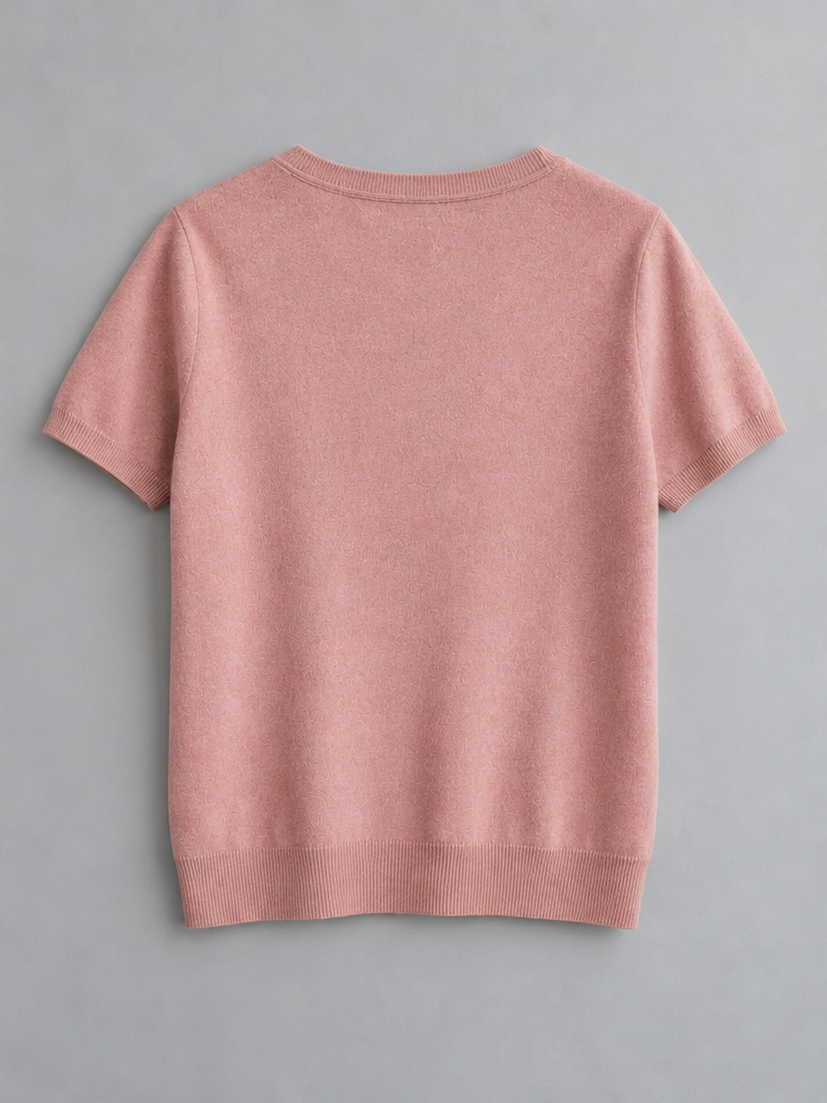 Camiseta Punto Suave Cuello Pico - Rosa Empolvado