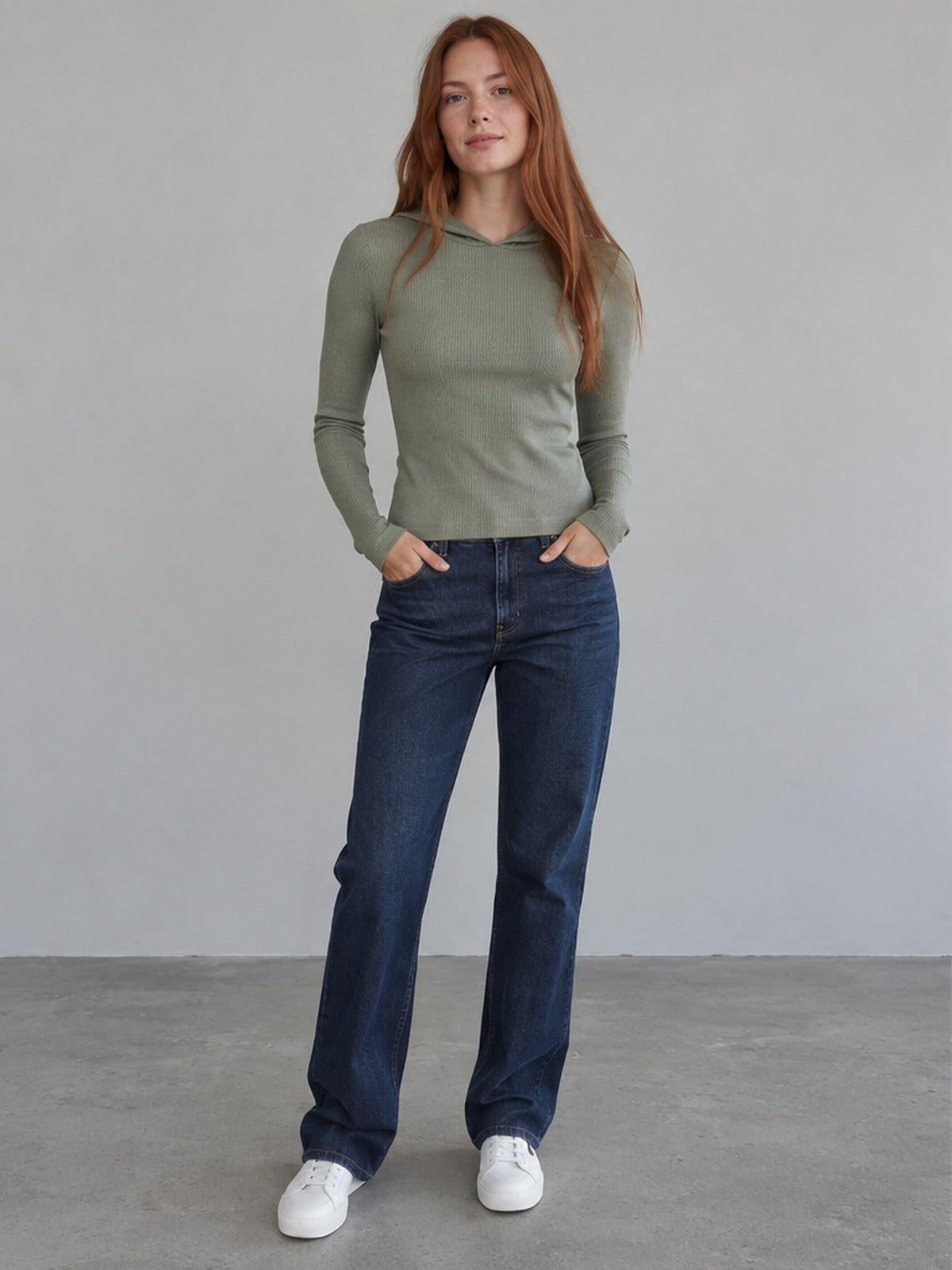 Camiseta Canalé con Capucha - Verde Salvia