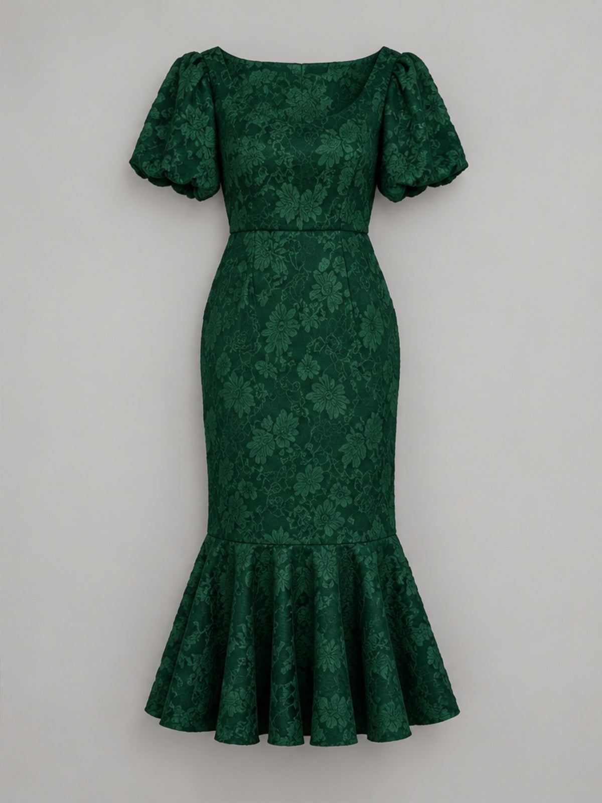 Vestido Midi Mangas Abullonadas - Verde Bosque