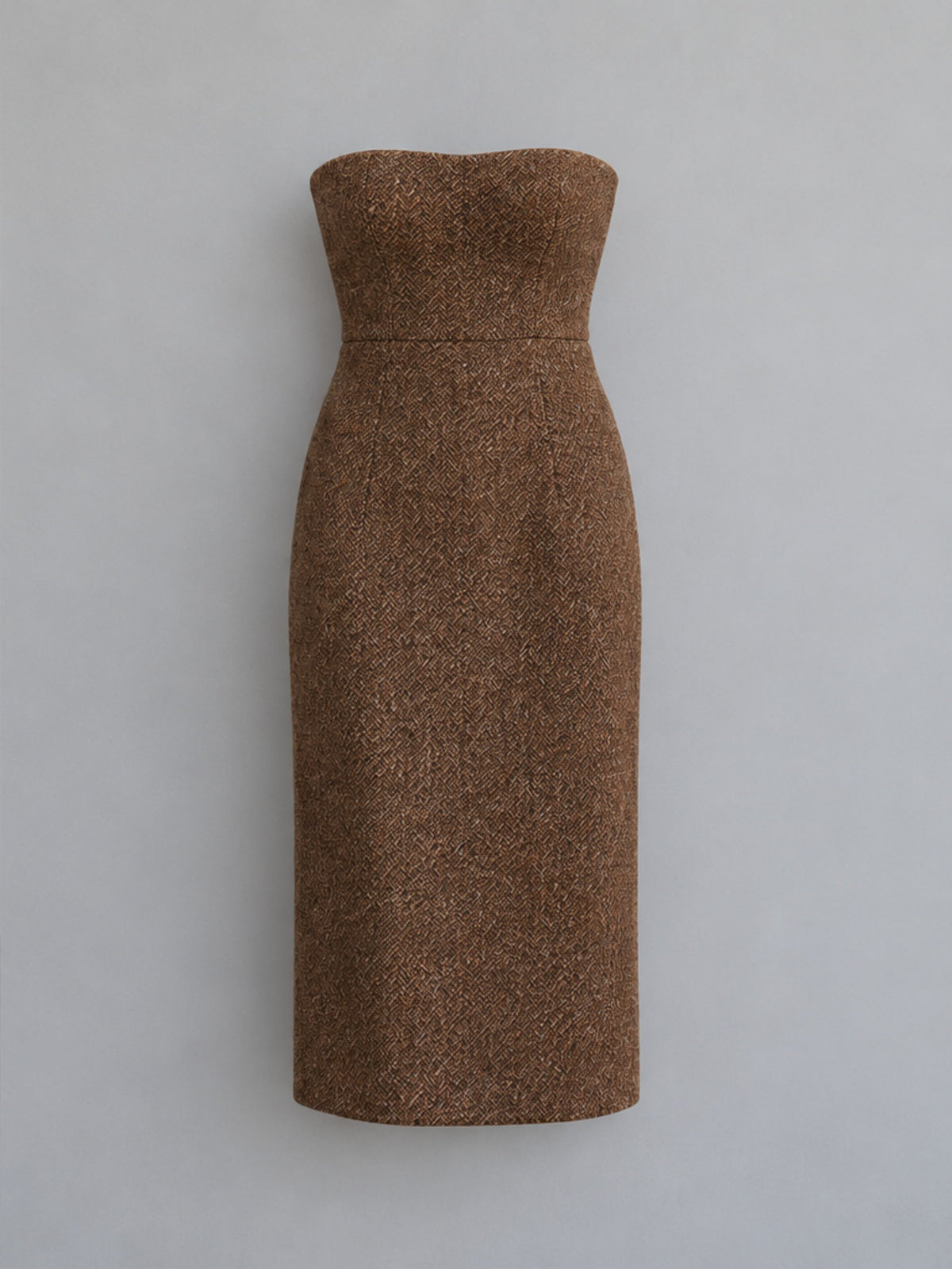 Vestido Midi Bustier - Marrón Espiga