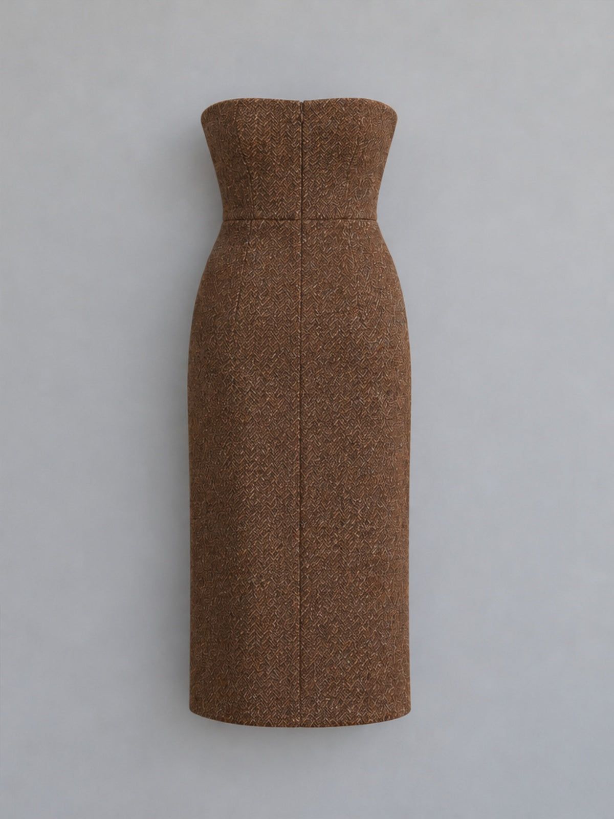 Vestido Midi Bustier - Marrón Espiga