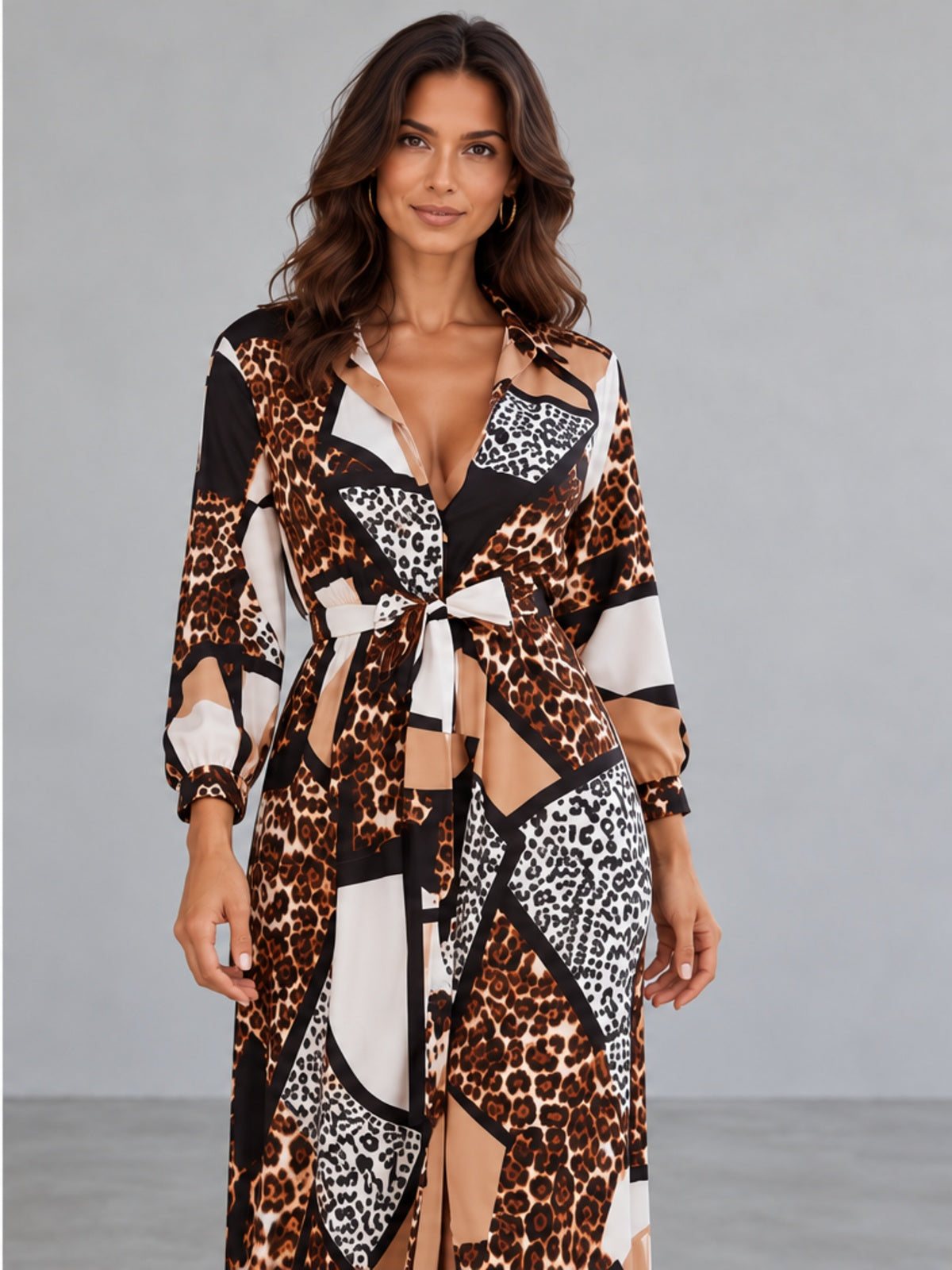 Vestido Camisero Estampado Animal - Multicolor