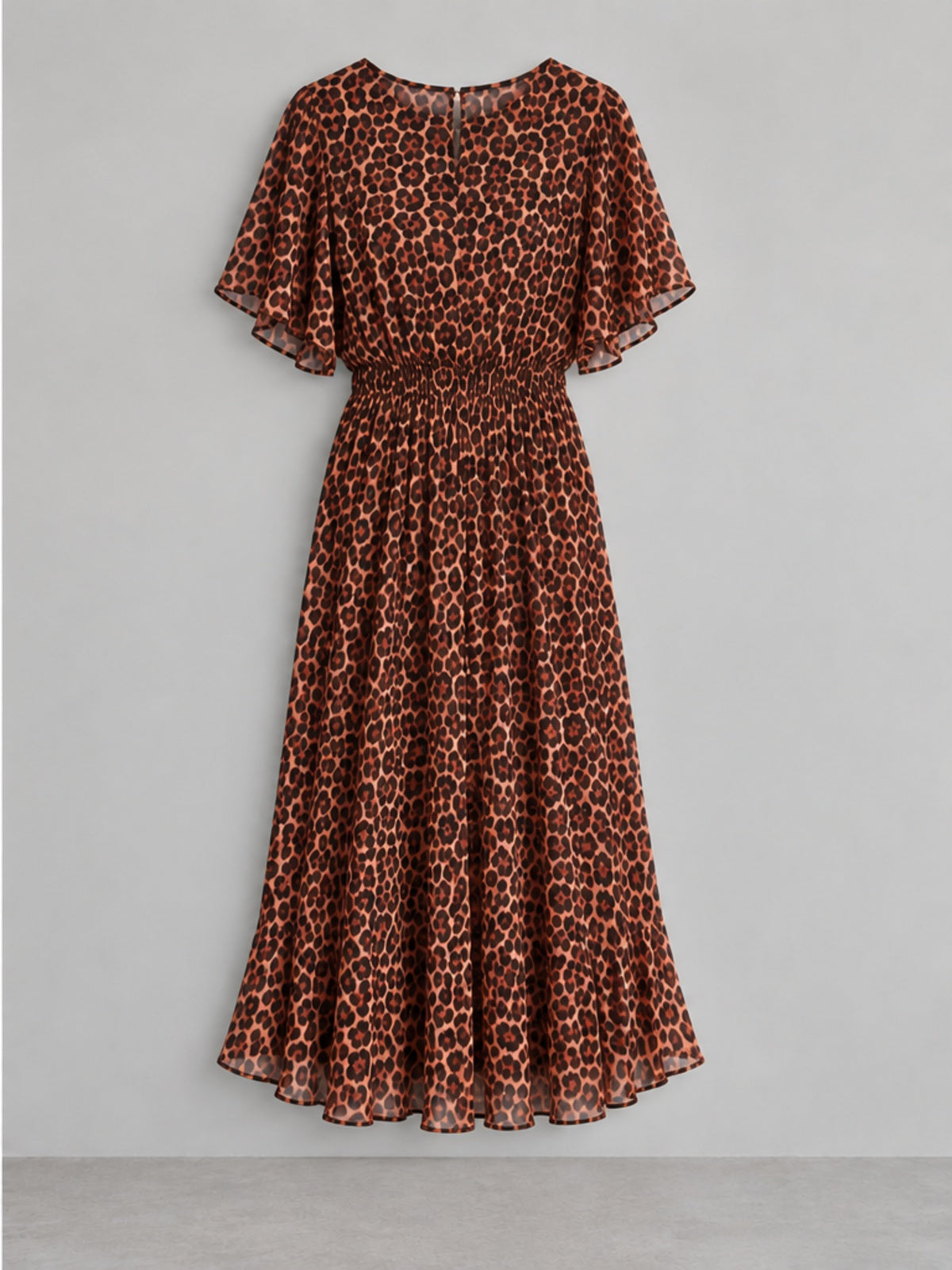 Vestido Plisado Estampado Leopardo - Marrón