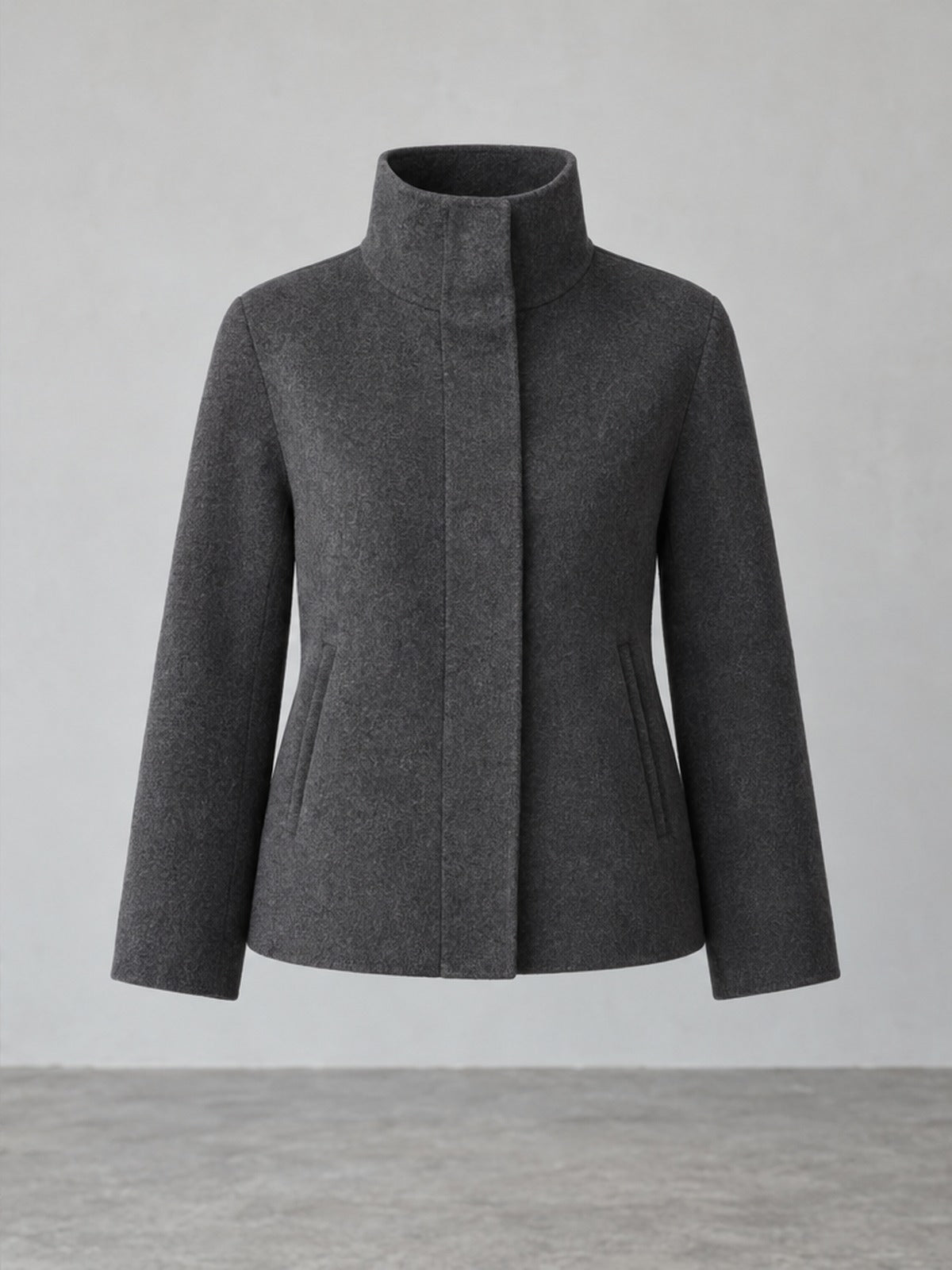 Chaqueta Versátil Doble Faz Cuello Alto - Gris Carbón