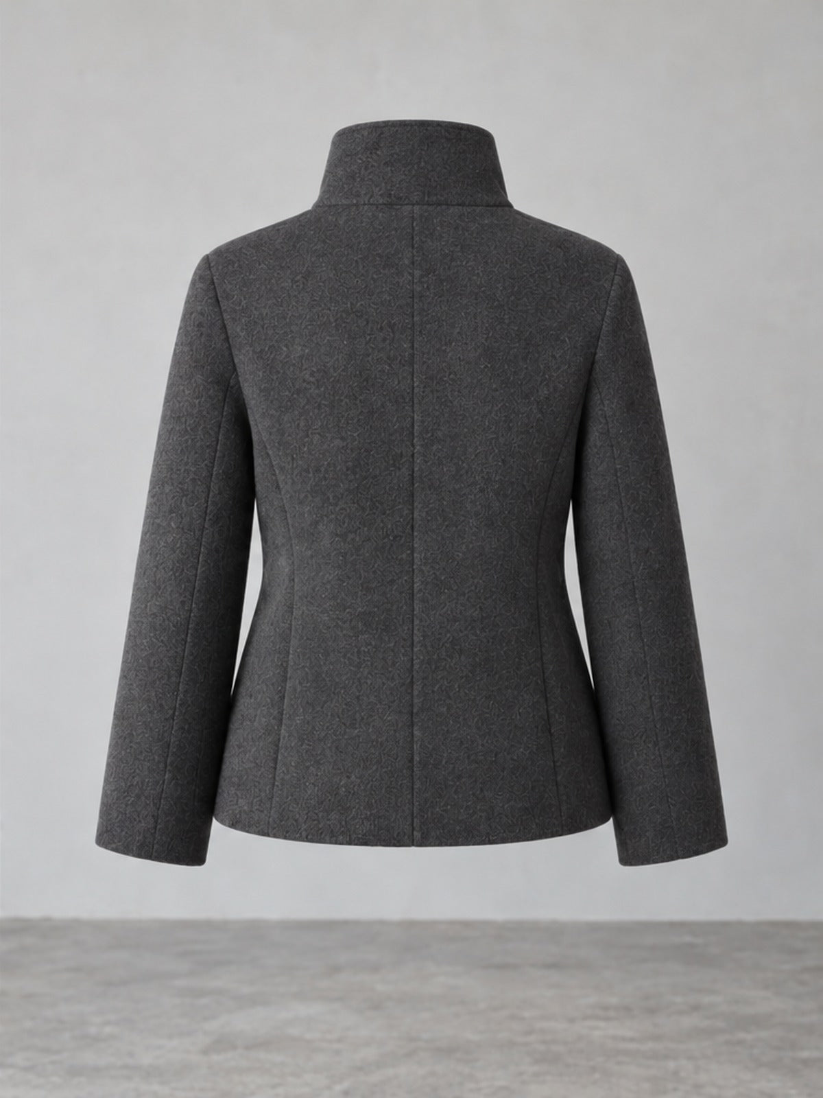 Chaqueta Versátil Doble Faz Cuello Alto - Gris Carbón
