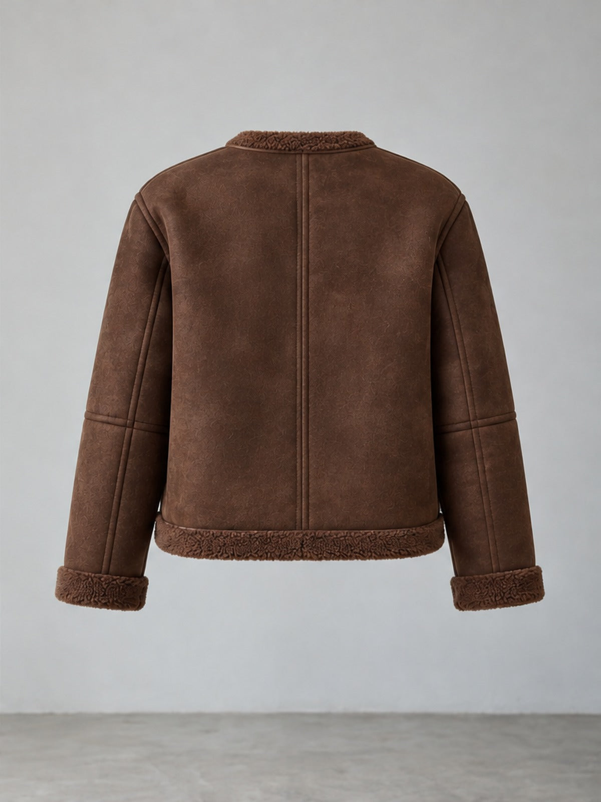 Chaqueta Abrigada Sin Cuello - Caoba
