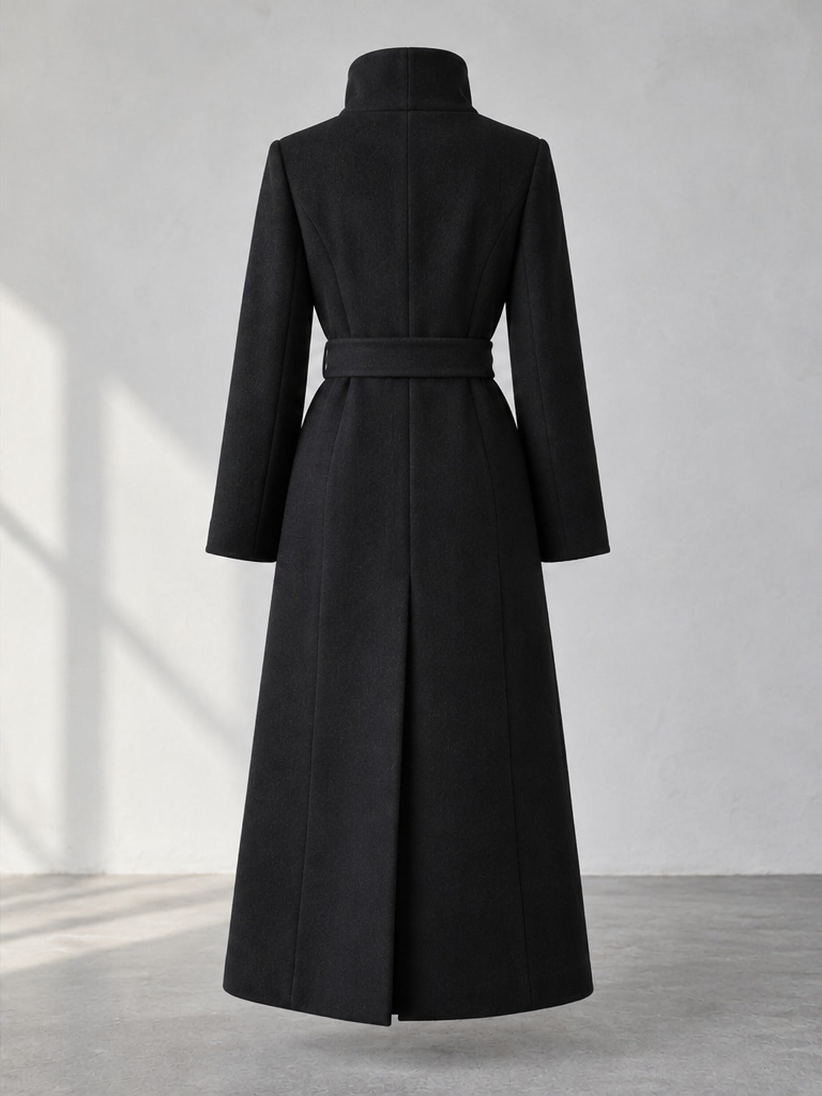 Abrigo Cinturón Cuello Alto - Negro