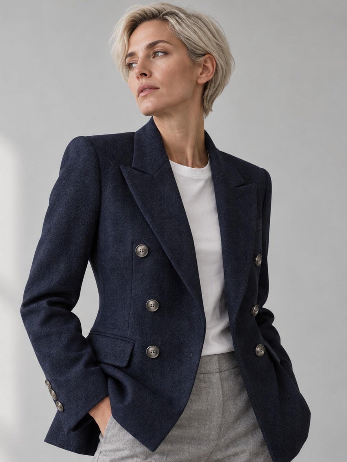 Blazer Esencial Botonadura Cruzada - Azul Marino