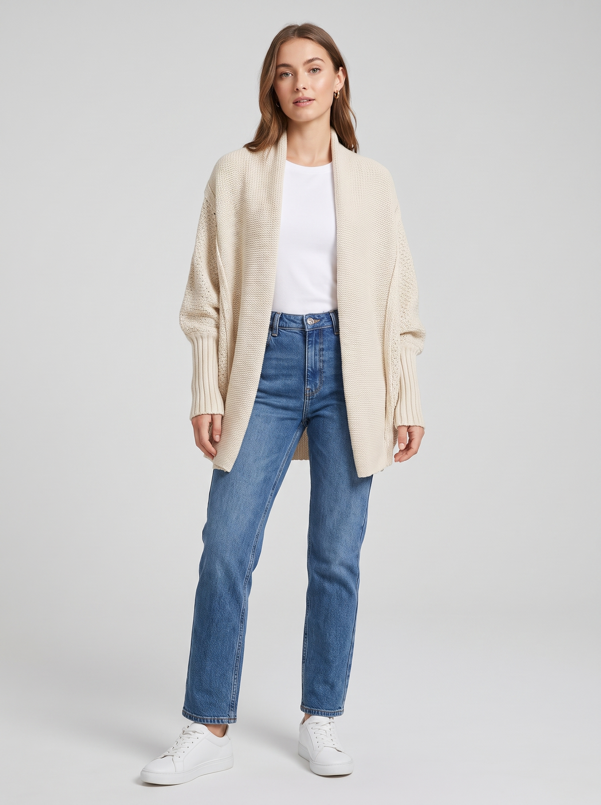 Cárdigan Oversize de Punto Grueso - Beige